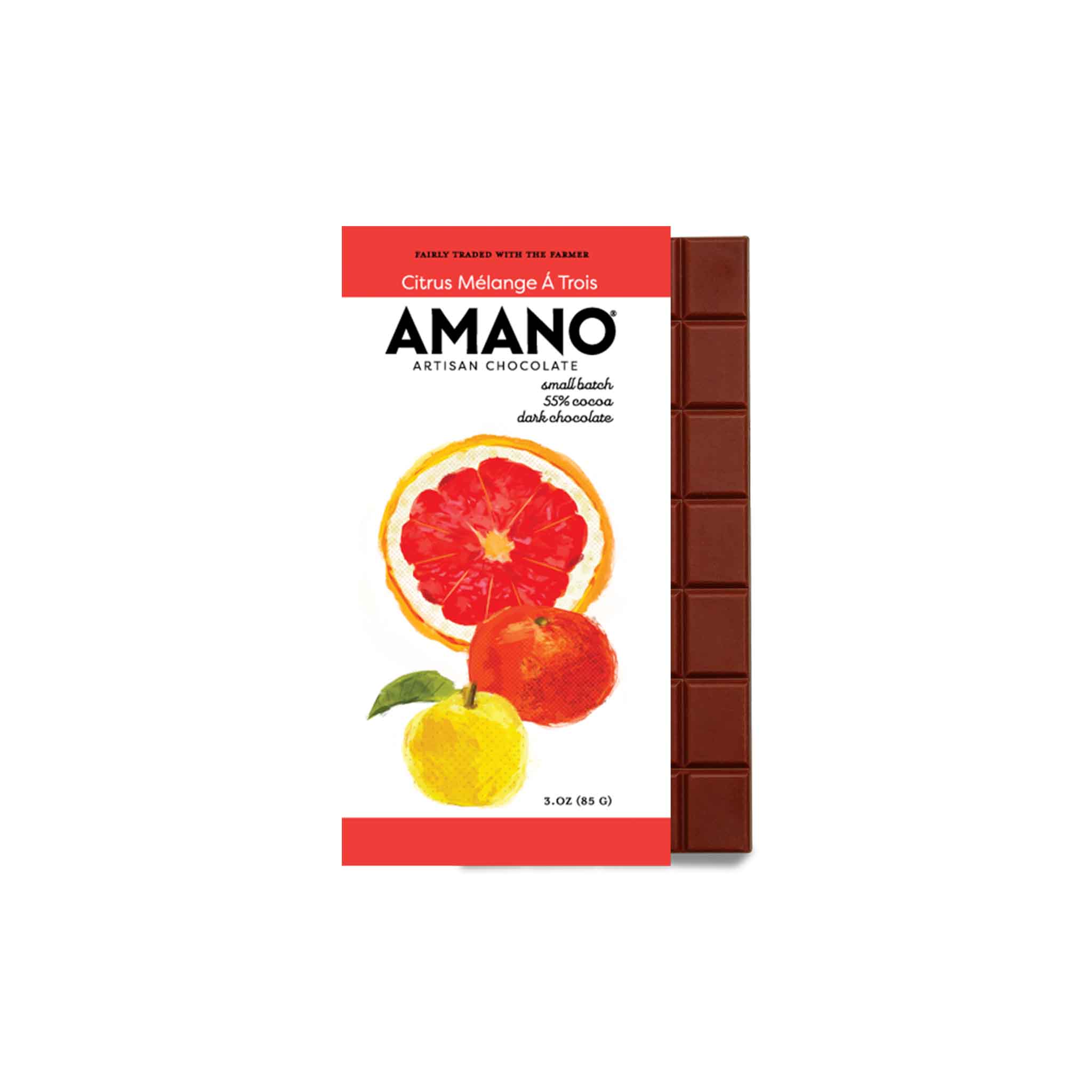 AMANO CITRUS MELANGE TROIS 55% COCOA DARK CHOCOLATE 3oz
