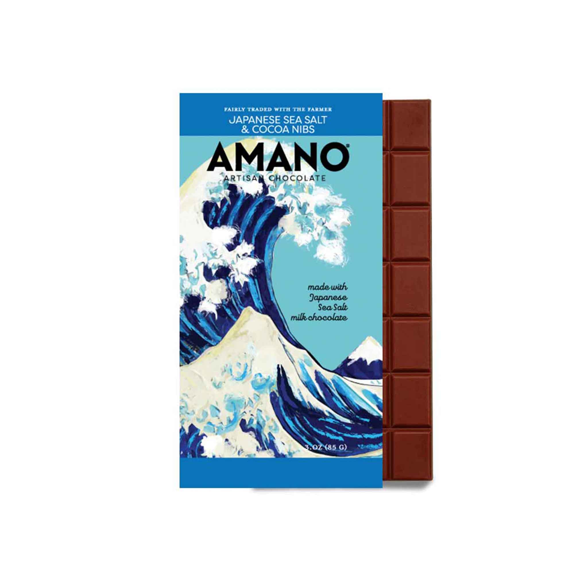 AMANO JAPANESE SEA SALT NIBS MILK CHOCOLATE 3oz