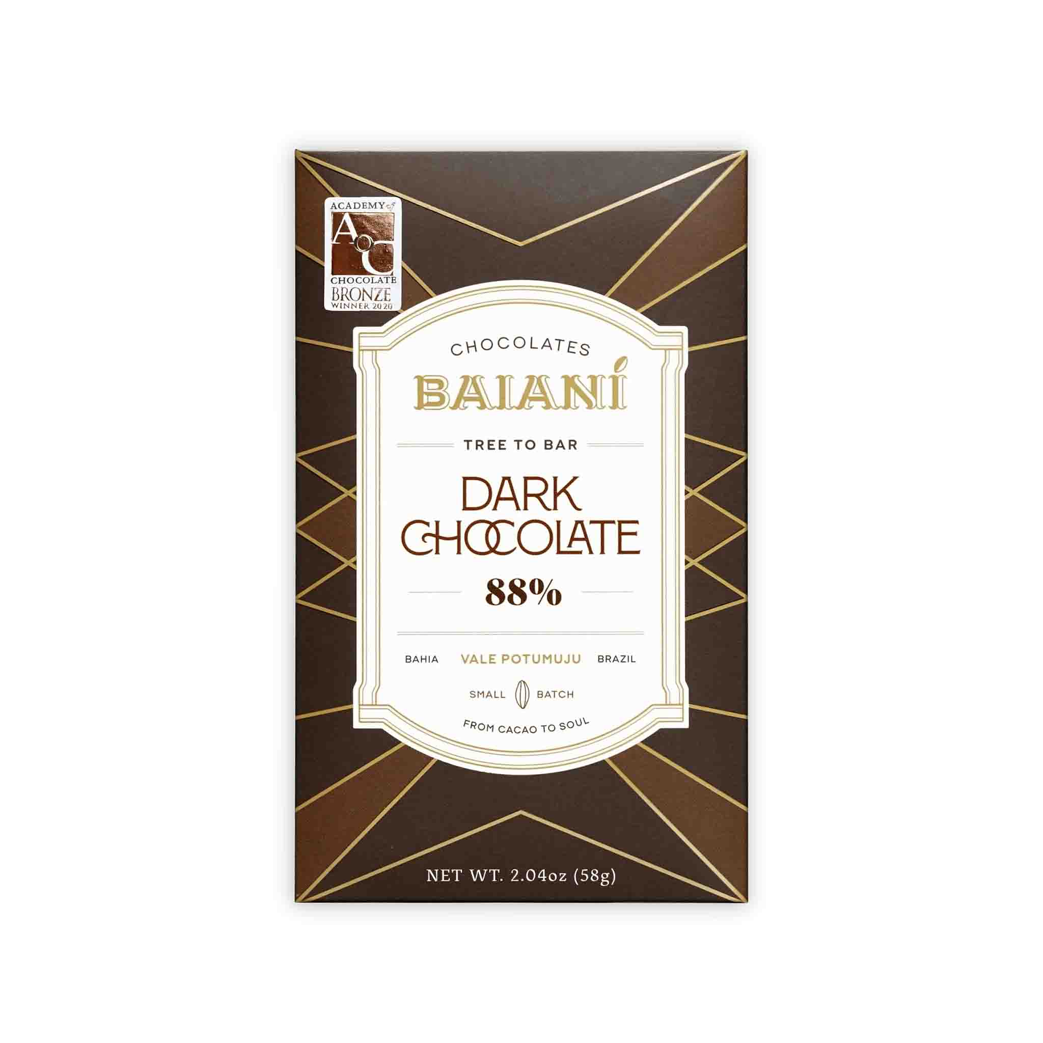 ちょこ BAIANI 88% DARK CHOCOLATE 58g – monsieur marcel gourmet market