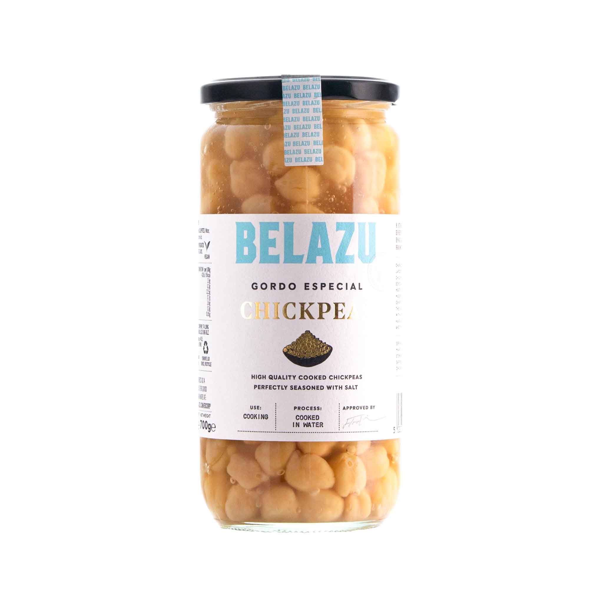 Belazu Chickpeas Cooked Seasoned with Salt in a Jar