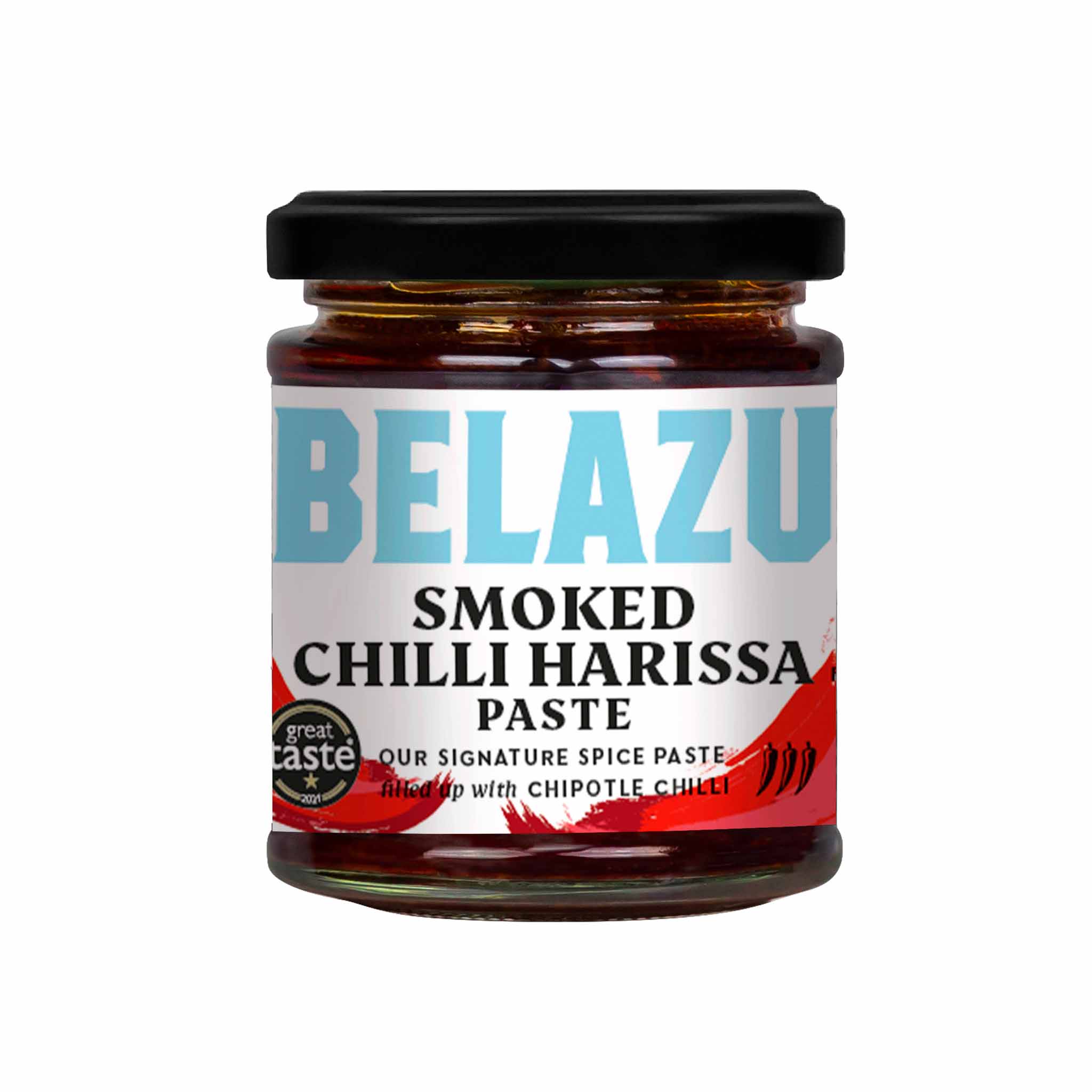 Belazu Smoked Chipotle Chili Harissa Paste in a Glass Jar