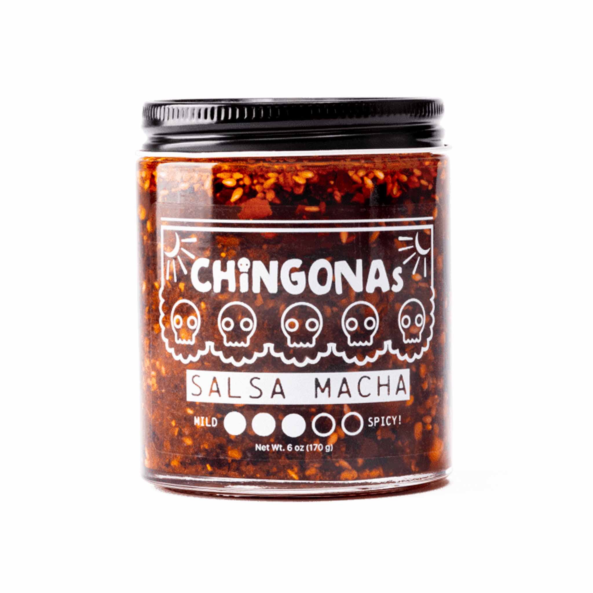 Chingonas Salsa Macha Mild Spicy Sauce in a Glass Jar