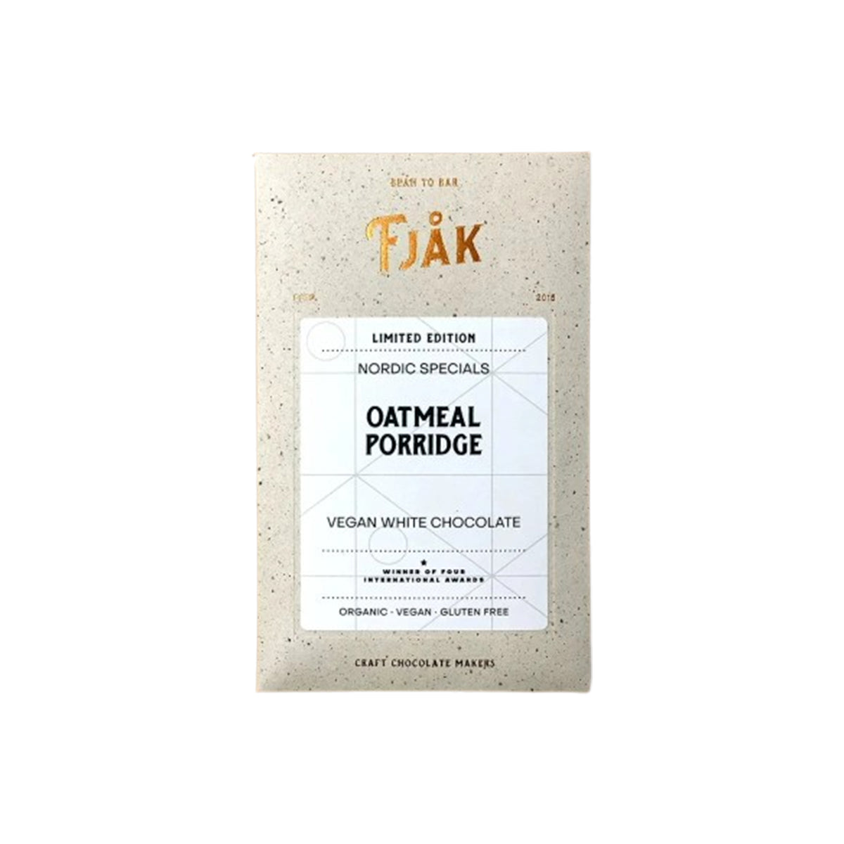 FJÅK  OATMEAL PORRIDGE VEGAN WHITE CHOCOLATE BAR 60g