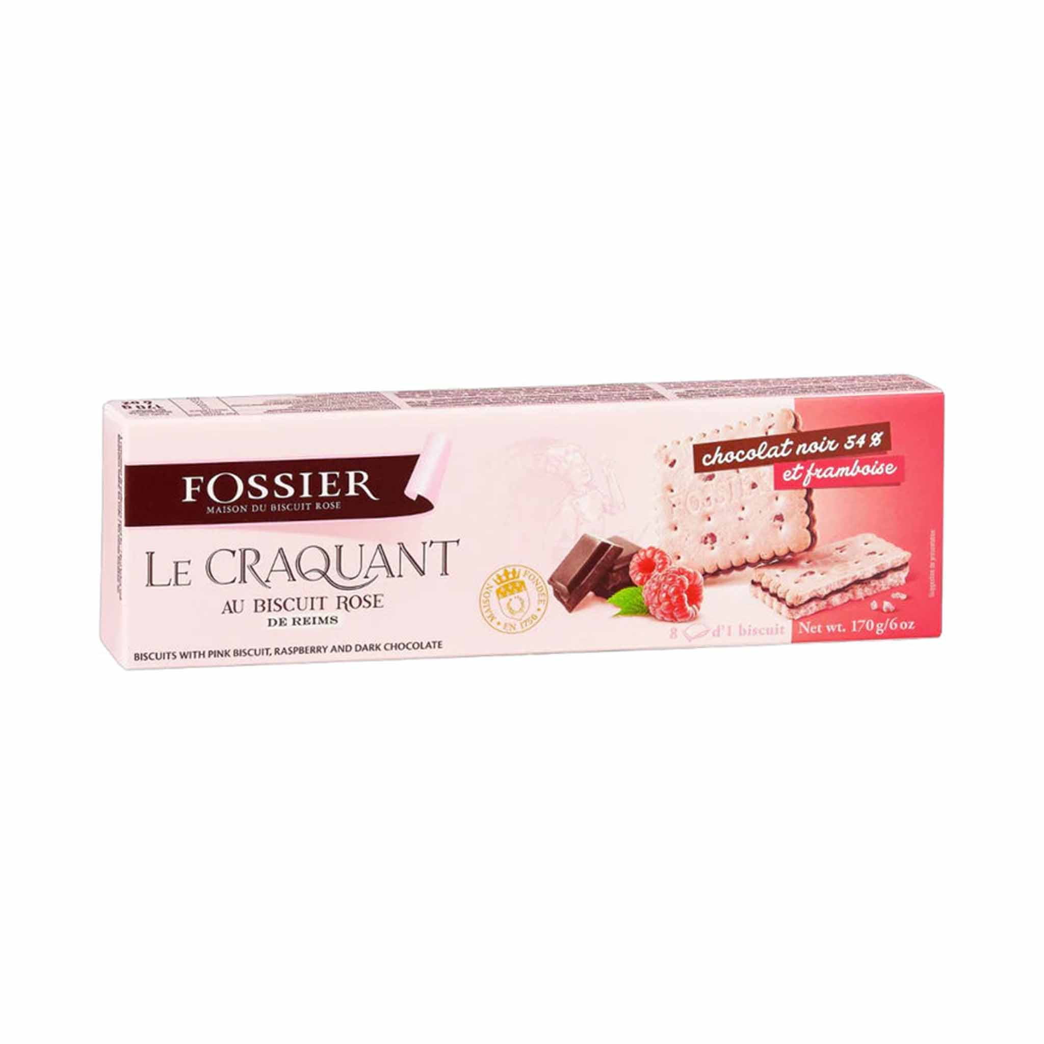 FOSSIER BISCUITS RASPBERRY CHOCOLATE 170g