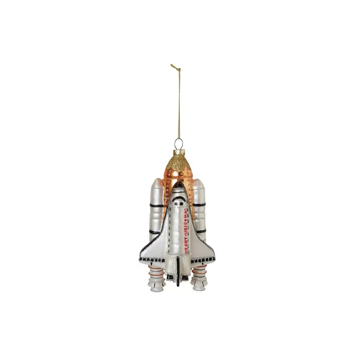 HANDPAINTED GLASS SPACESHIP ORNAMENT