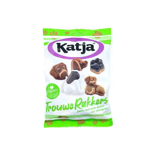 KATJA TROUWE RAKKERS DOG SHAPED TOFFEE LICORICE GUMMIES 8.9oz