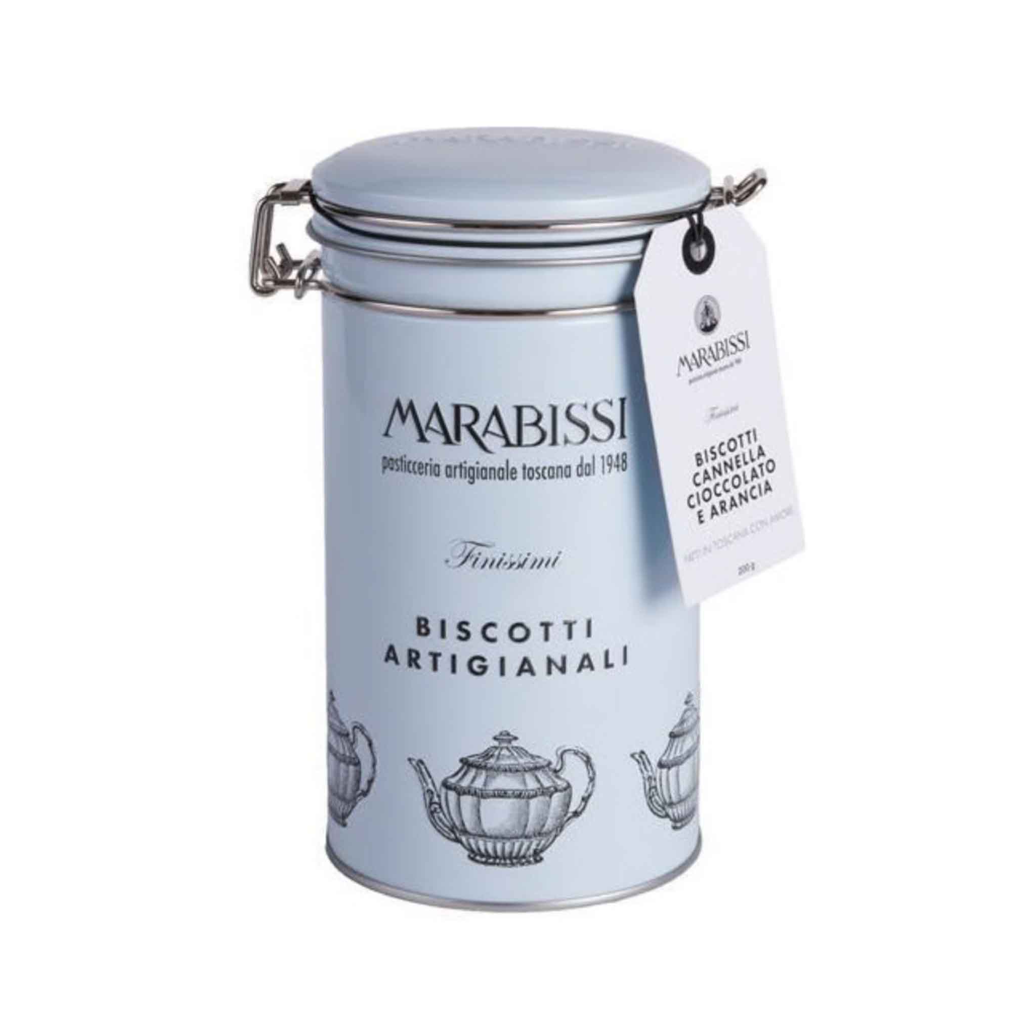 MARABISSI CHOCOLATE, CINNAMON & ORANGE COOKIES BLUE TIN 150g