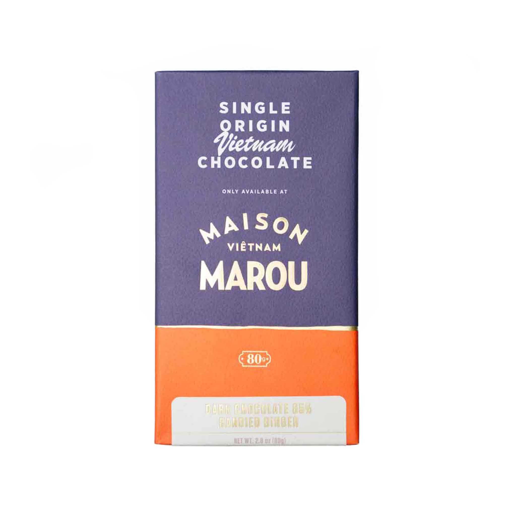 MAROU CANDIED GINGER CHOCOLATE 65% 80g