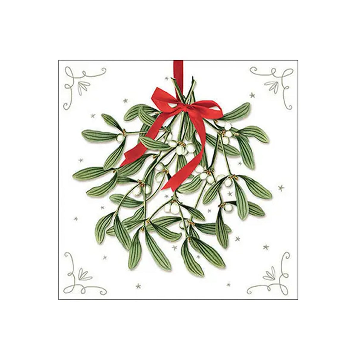 BEVERAGE NAPKIN MISTLETOE WHITE