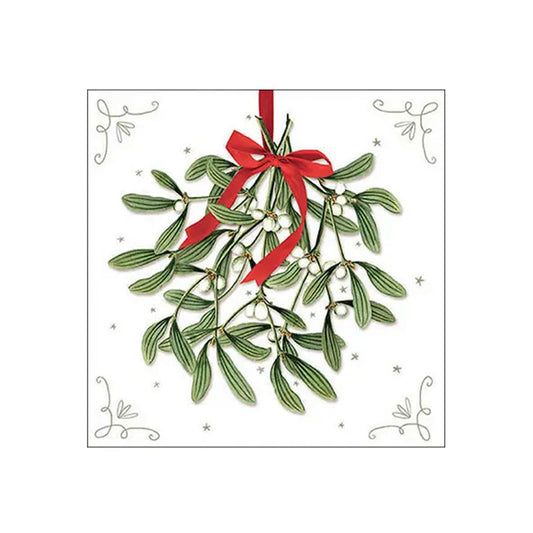 BEVERAGE NAPKIN MISTLETOE WHITE