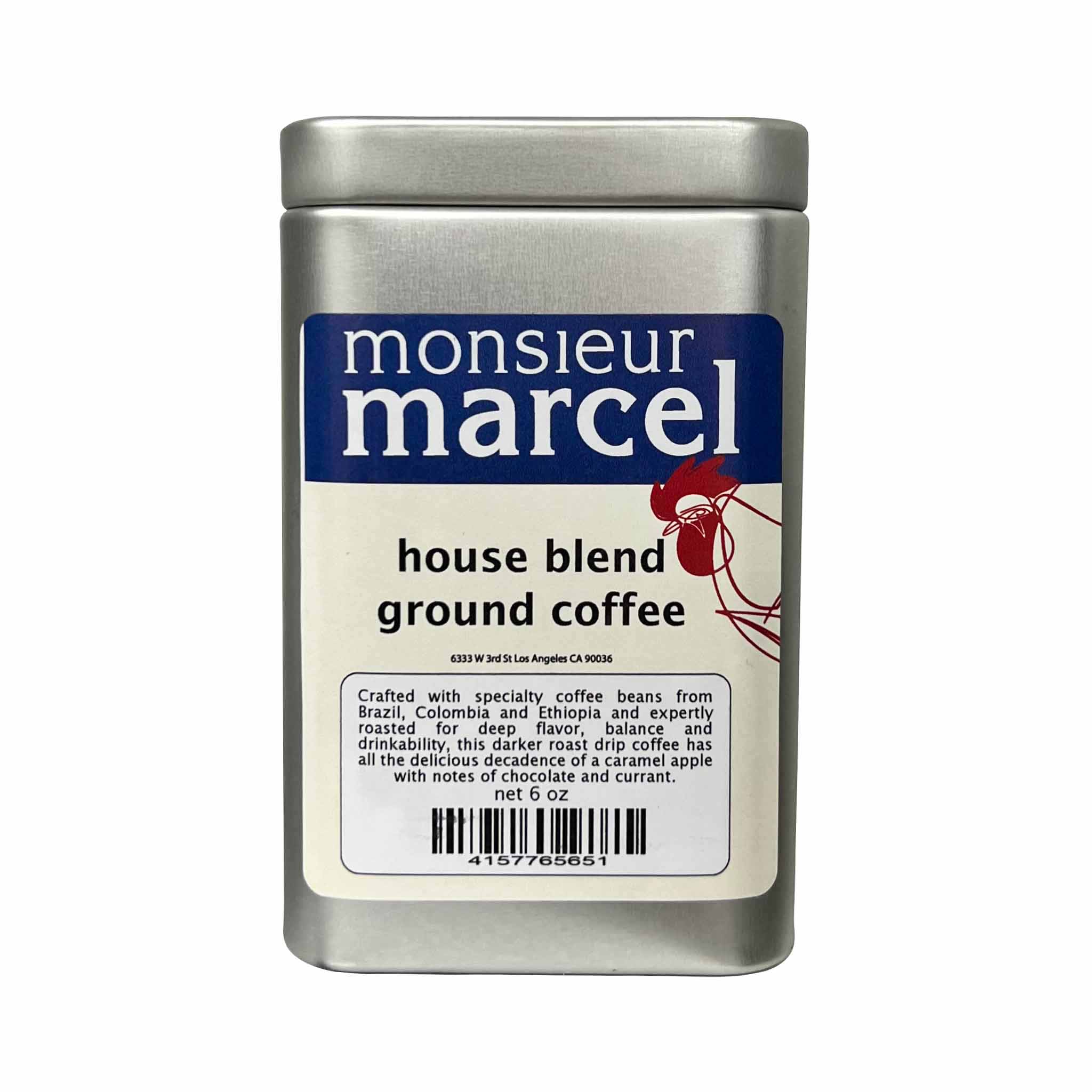 Monsieur Marcel House Blend Ground Coffee in a Tin