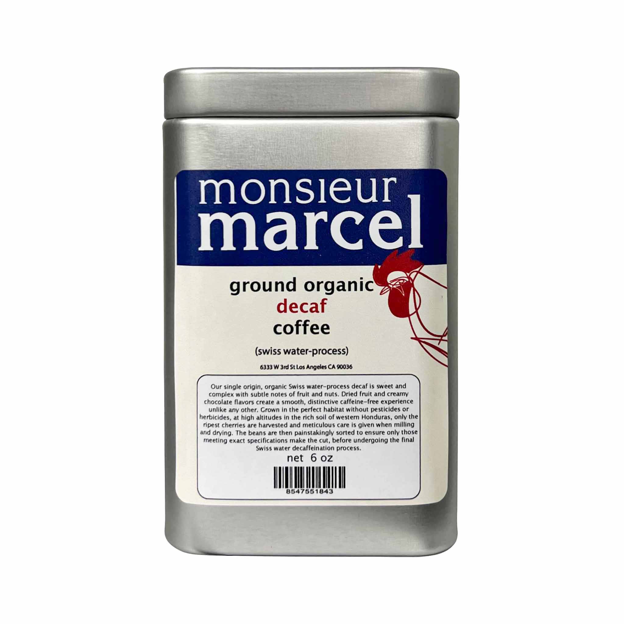 Monsieur Marcel Ground Organic Decaf Coffee