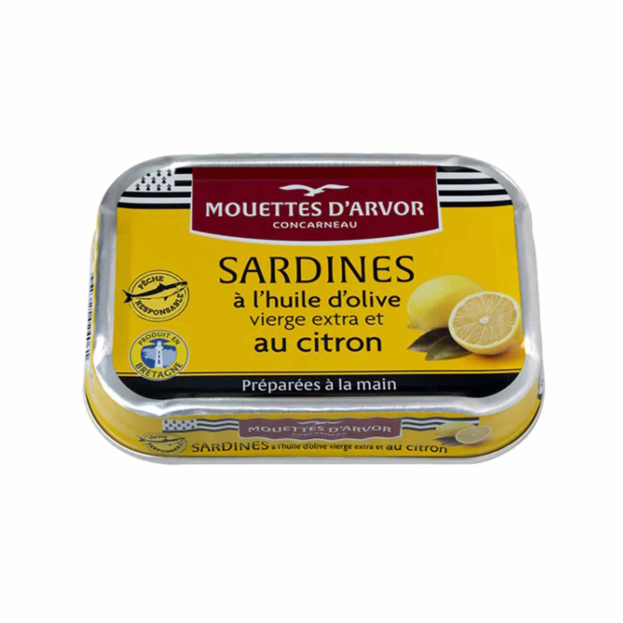 Les Mouettes d'Arvor Lemon Extra Virgin Olive Oil Sardines
