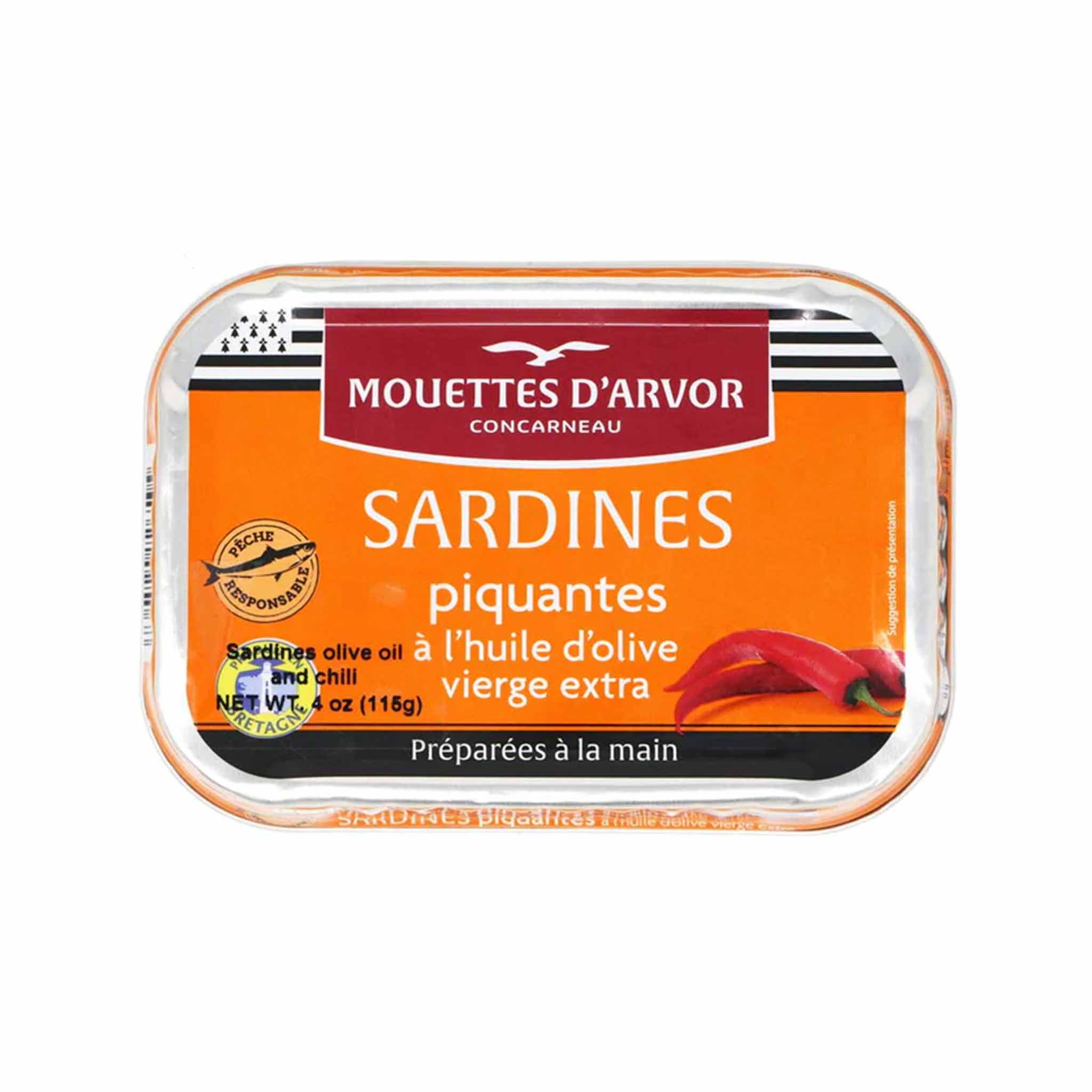 Les Mouettes d'Arvor Sardines Espelette Piquante in a Can