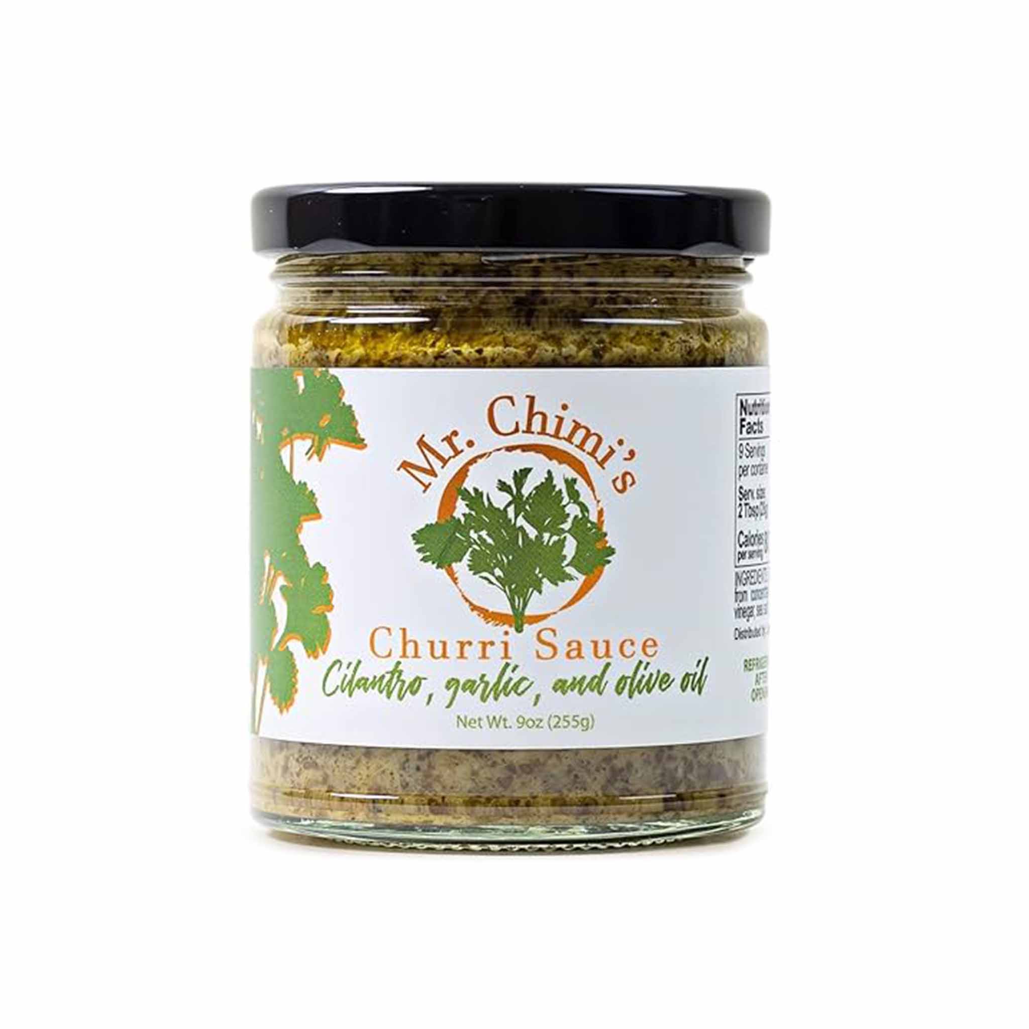 Mr. Chimi's Churri Sauce Cilantro Garlic and Olive Oil in a Jar