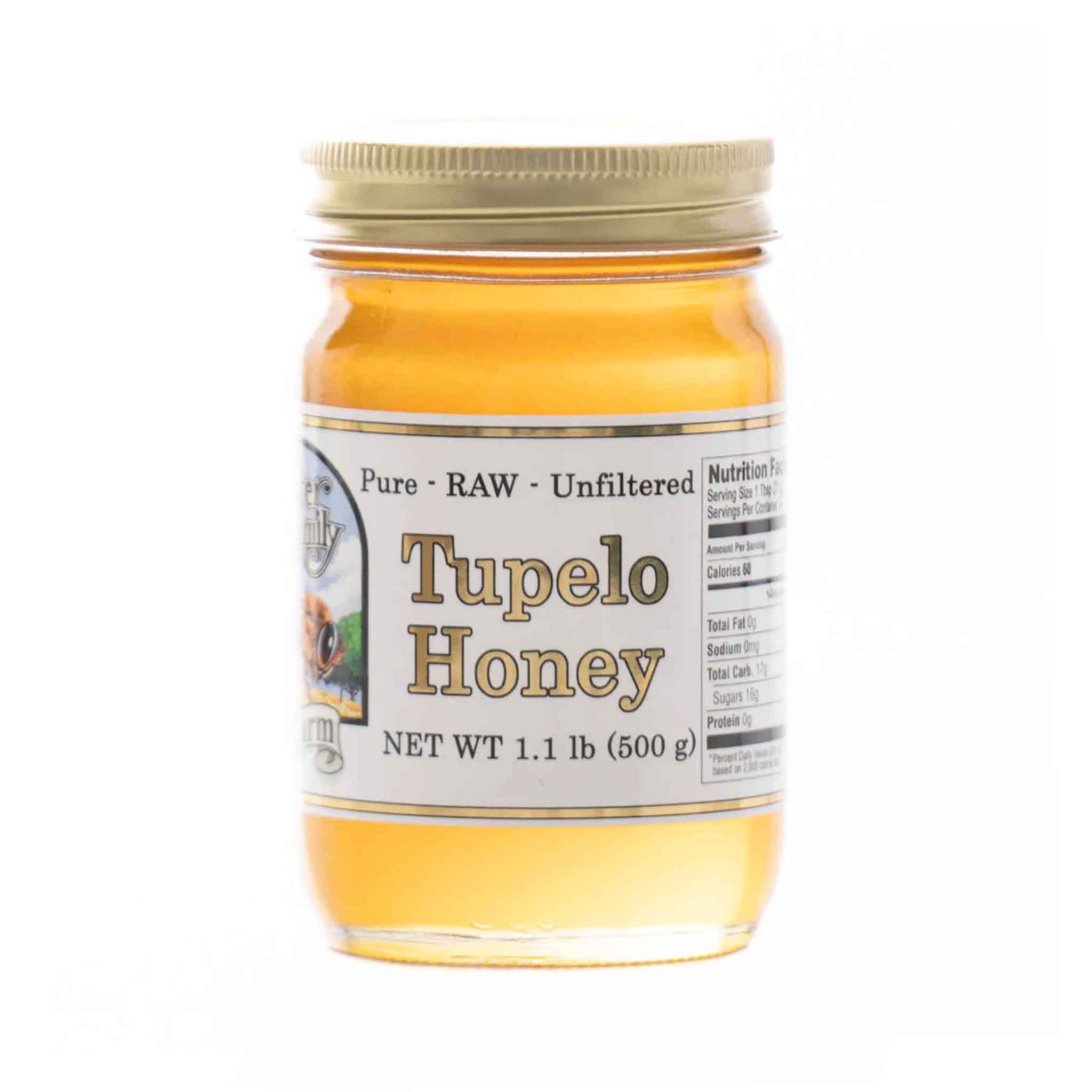 Pure, Raw, Unfiltered Tupelo Honey in a Glass jar