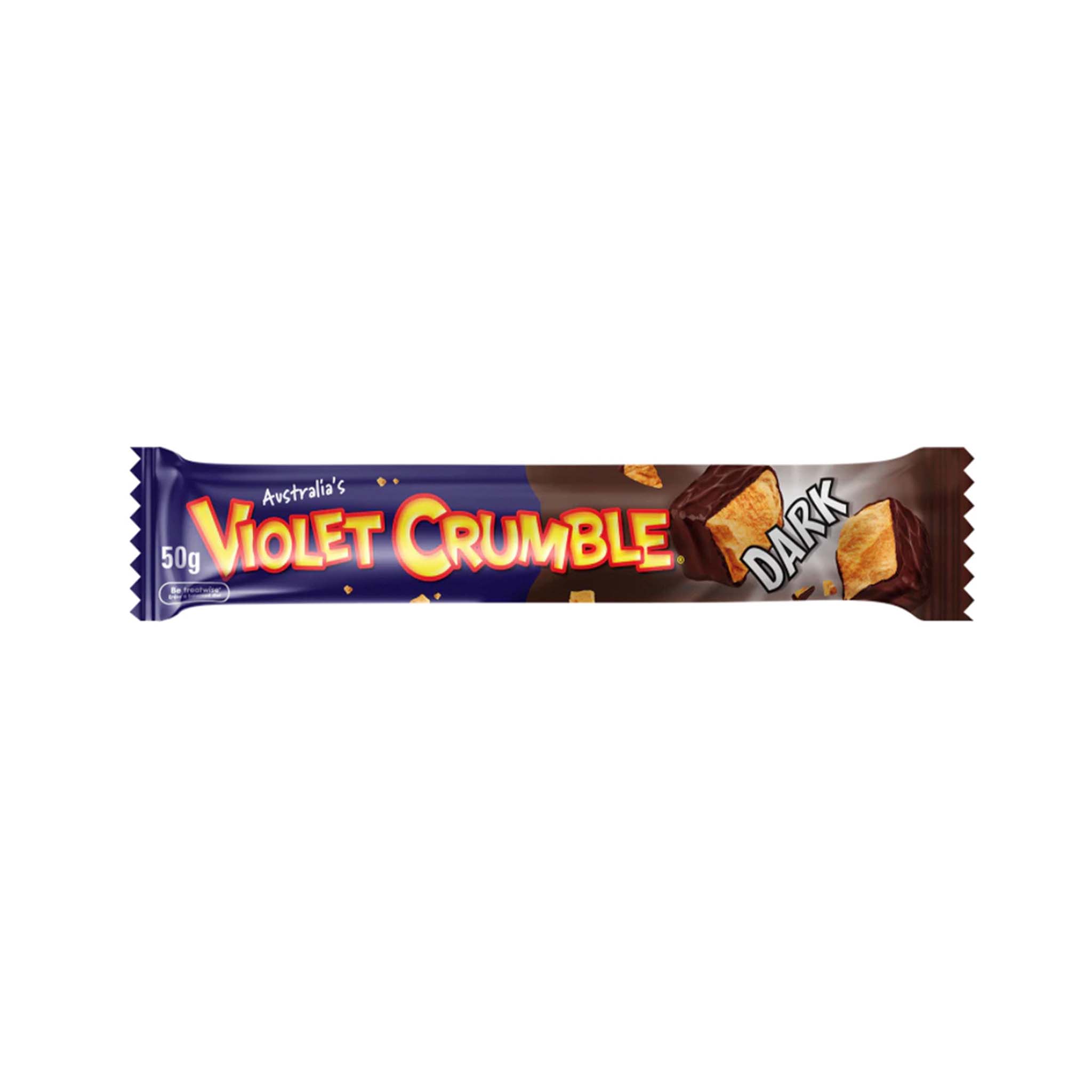 Violet Crumble is a bar of velvety chocolate, encasing a deliciously crumbly, honeycomb-toffee center.