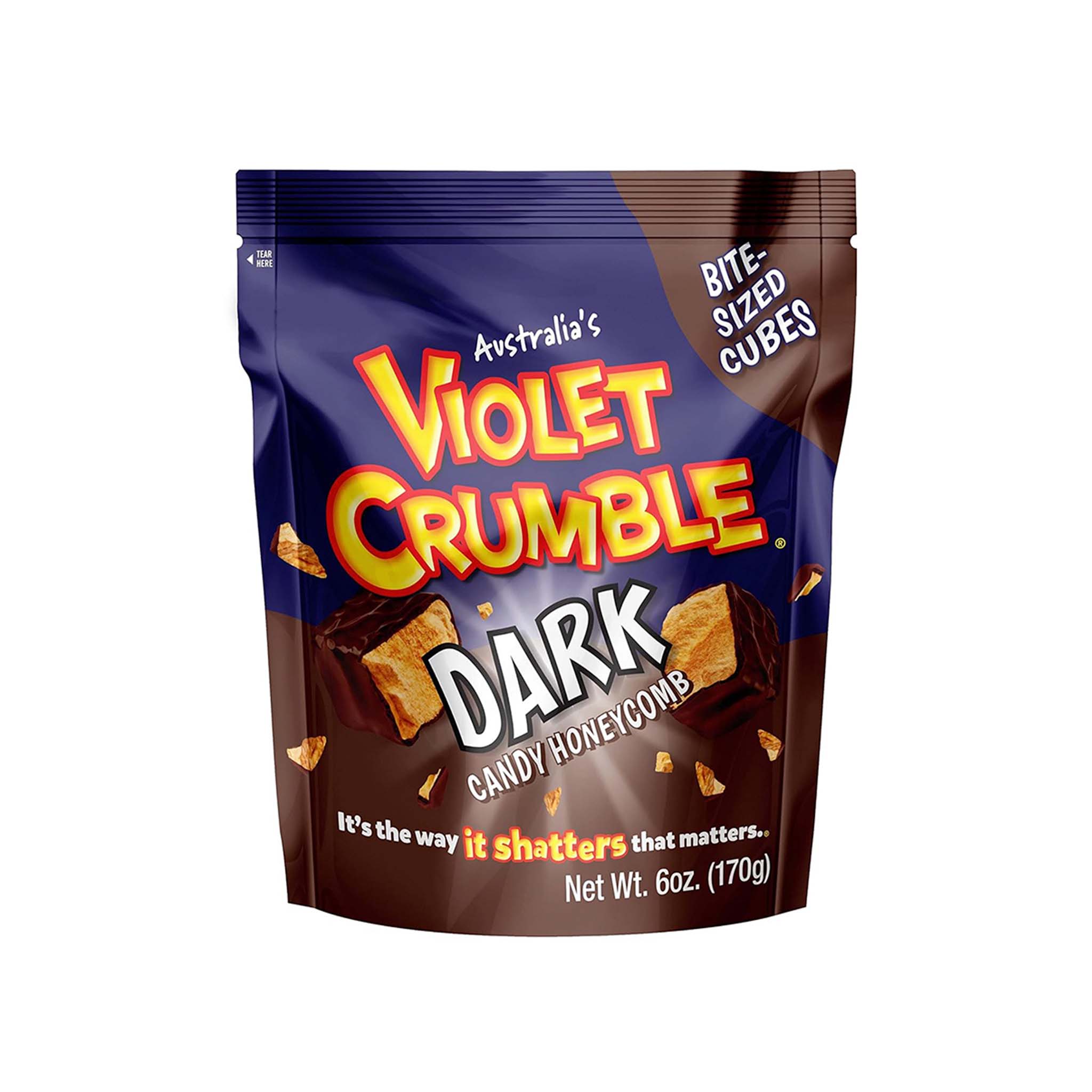 Indulge in the classic goodness of iconic Violet Crumble, now in a bag of delectable bite-sized treats!