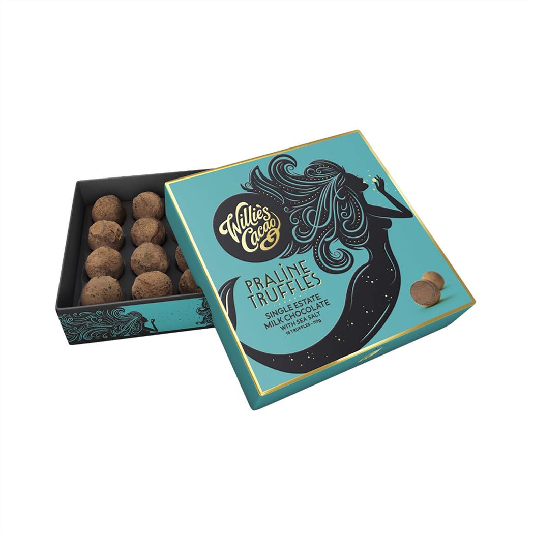 WILLIE'S CACAO MILK CHOCOLATE PRALINE TRUFFLES WITH SEA SALT 110g