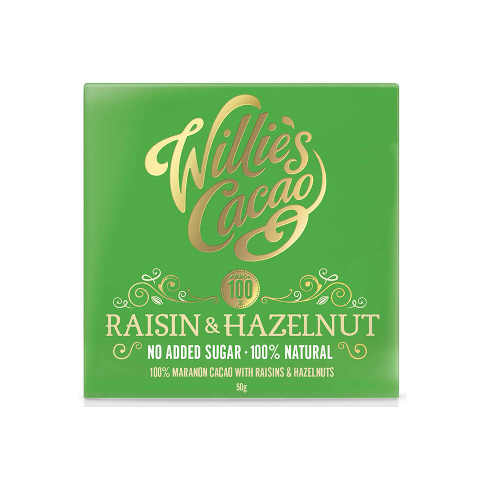 WILLIE'S RAISIN & HAZELNUT CHOCOLATE 50g