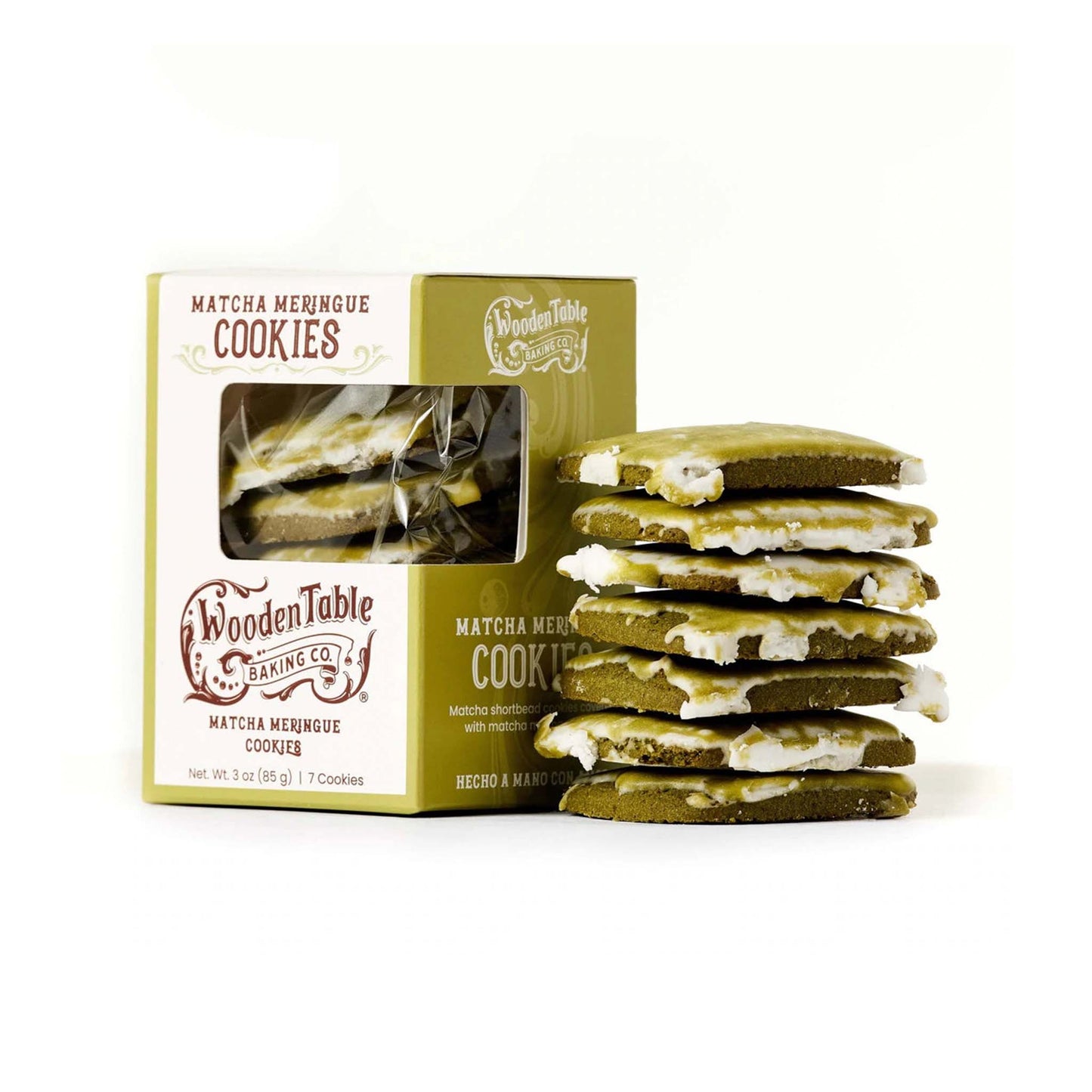 WOODEN TABLE MATCHA MERINGUE COOKIES 3oz